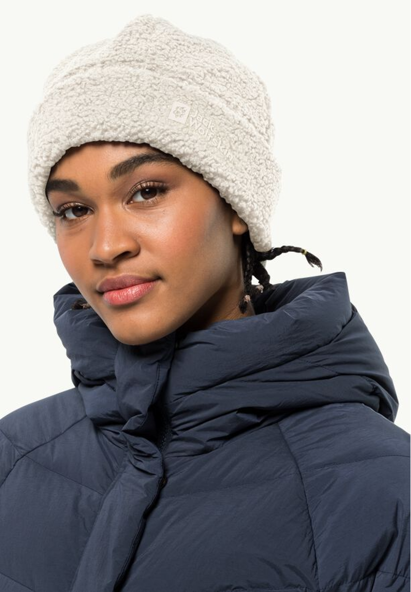 Jack Wolfskin High Curl Beanie in Cotton White